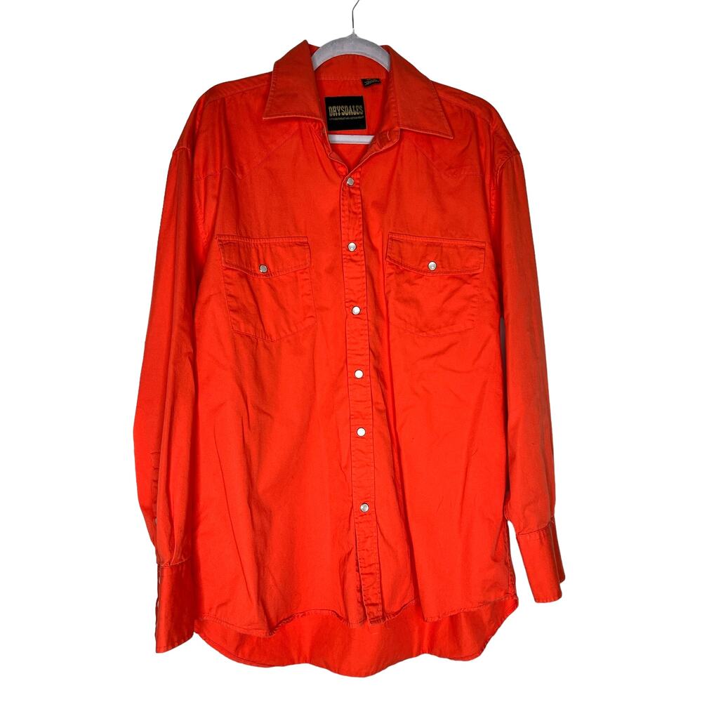 Drysdale Men's Western Shirt in Orange with Pearl Buttons Size XL